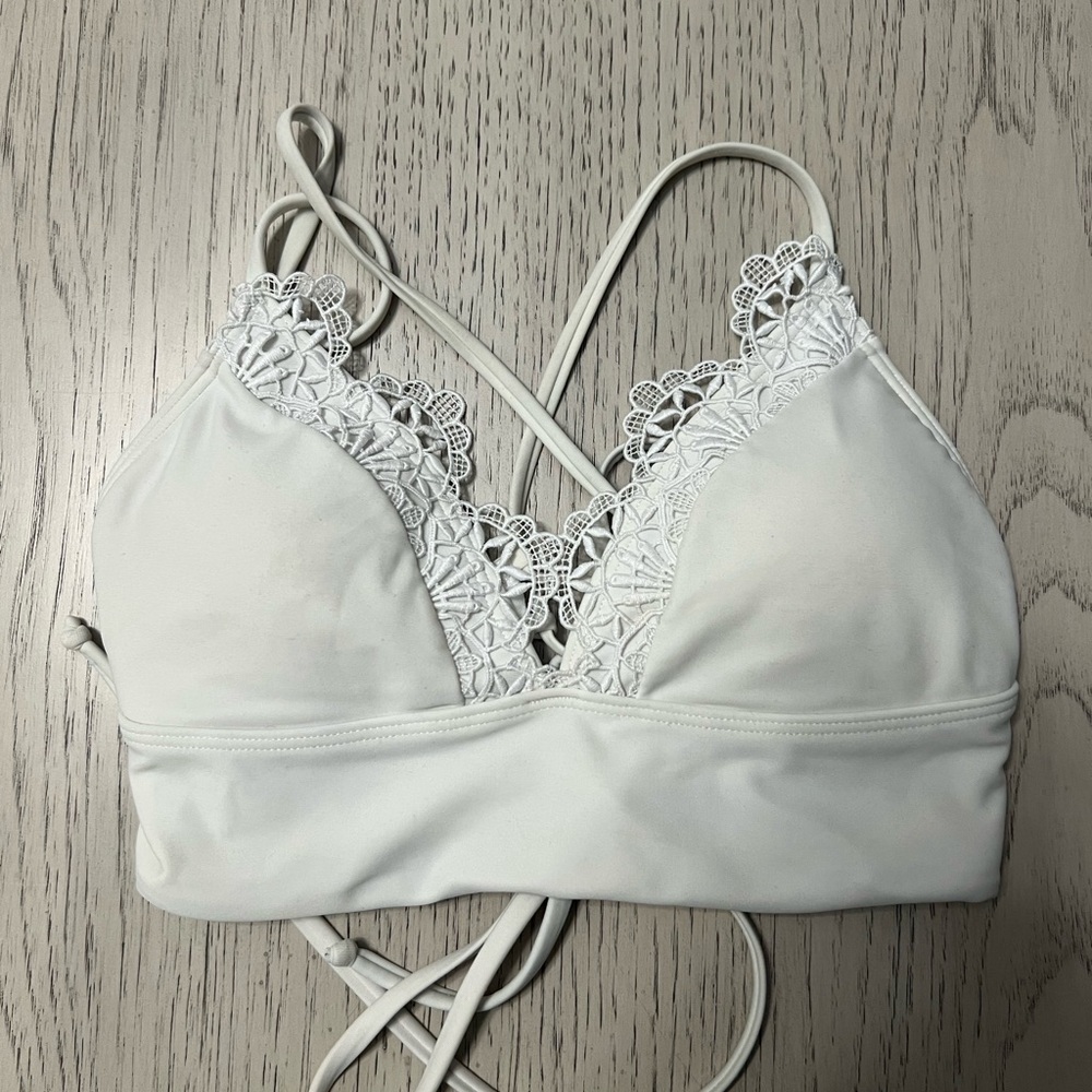 Hollister White Bikini with Lace Trim